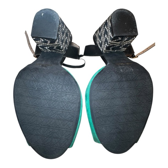 💚 Ekonika Green & Black Block Heel Sandals – Size 38 | Made in Brazil 🇧🇷 - Picture 4 of 6